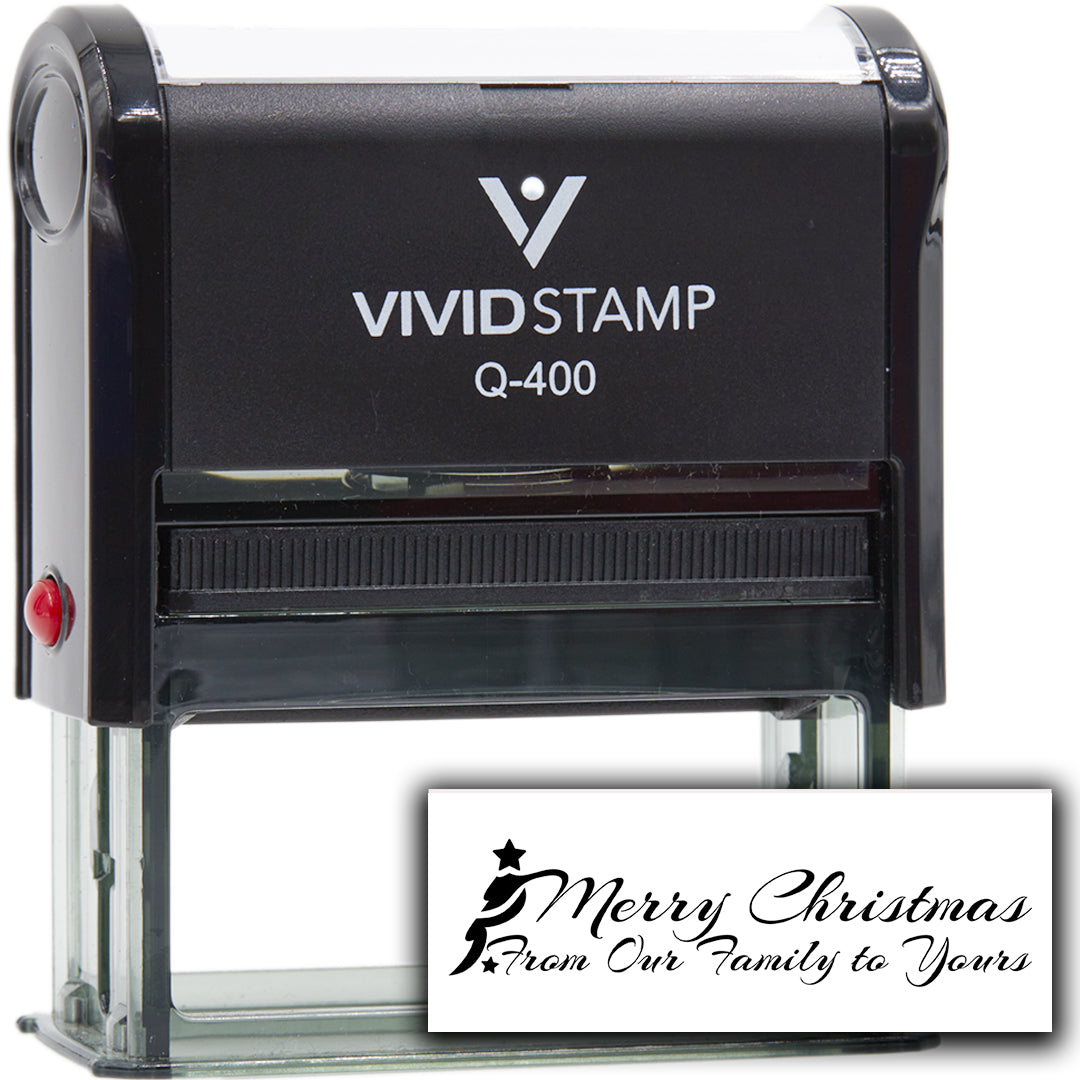 All Quality Merry Christmas From Our Family to Yours Self-Inking Rubber Stamp | Christmas Gift Stamp | Festive Season