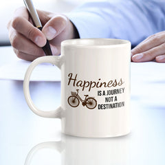 Happiness Is A Journey Not A Destination 11oz Plastic or Ceramic Coffee Mug | Funny Sporty Cup