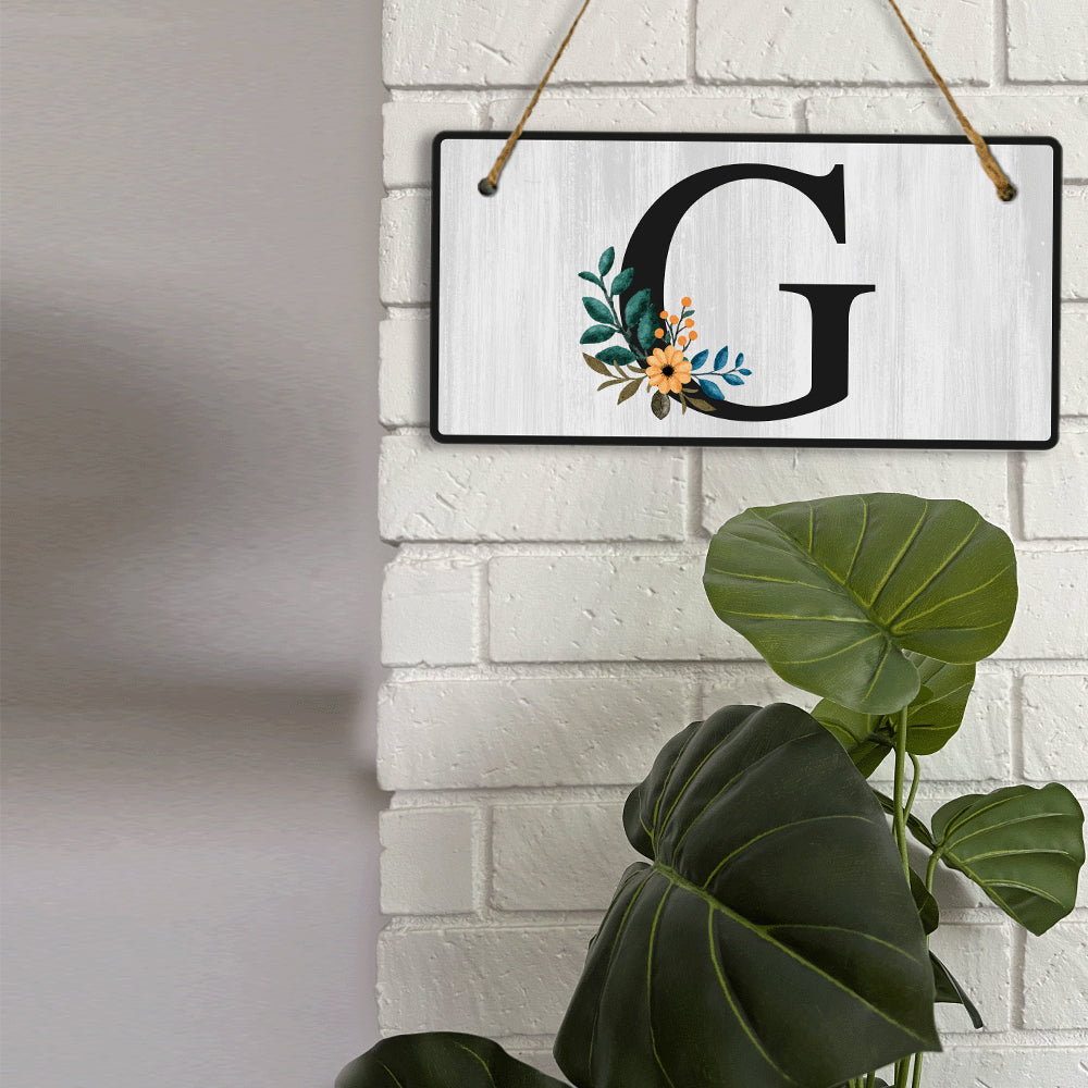 G Flower Decor 5x10 Hanging Wall or Door Sign | Alphabet Letter Room Decoration