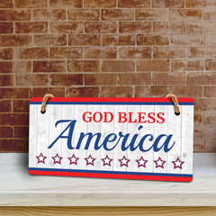 God Bless America 5x10 Hanging Plus Wall or Door Sign | Patriotic Home & Office Decor