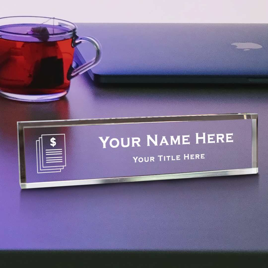 Financial planner, Personalized Acrylic Desk Sign Gavel Vector (2 x 10")