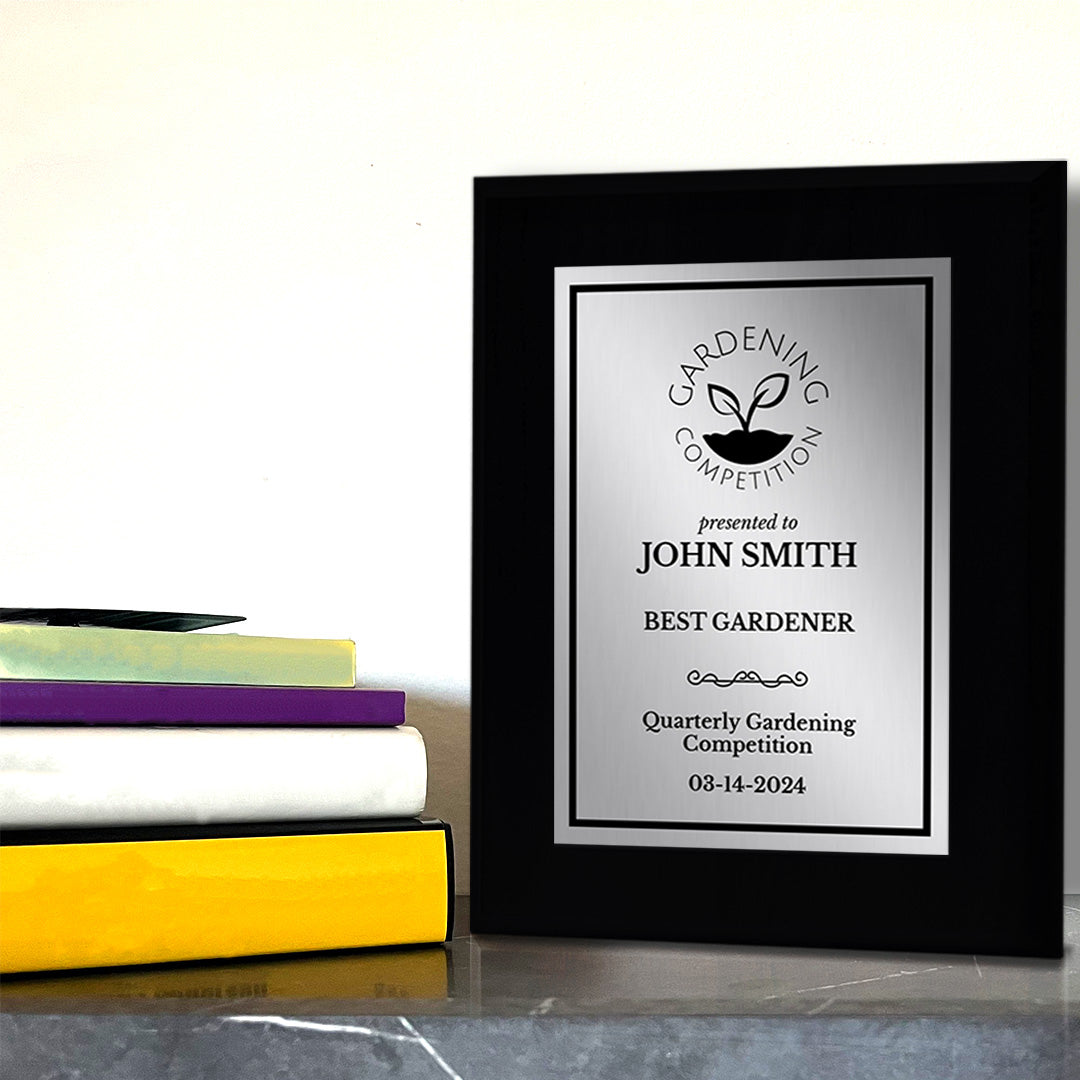 Gardening Competition Customizable Black Frame Award Plaque | Easel Mount Option | Achievement and Recognition Personalizable Plaques