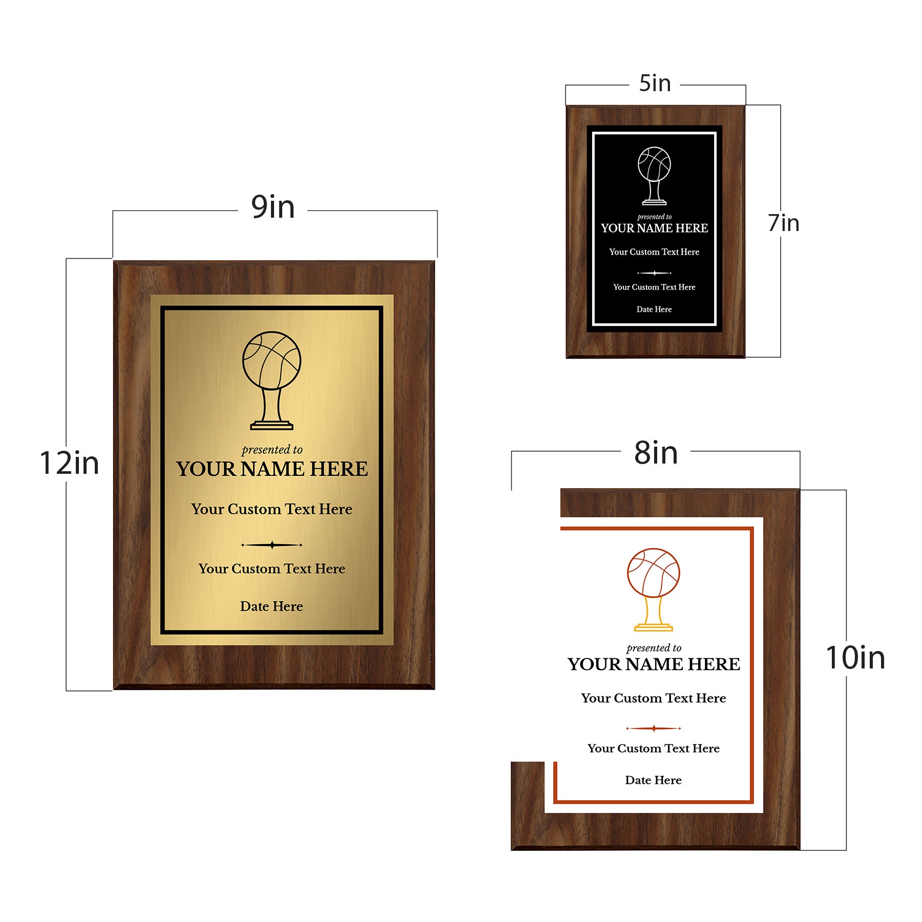 Basketball Customizable Wooden Award Plaque | Easel Mount Option | Achievement and Recognition Personalizable Plaques