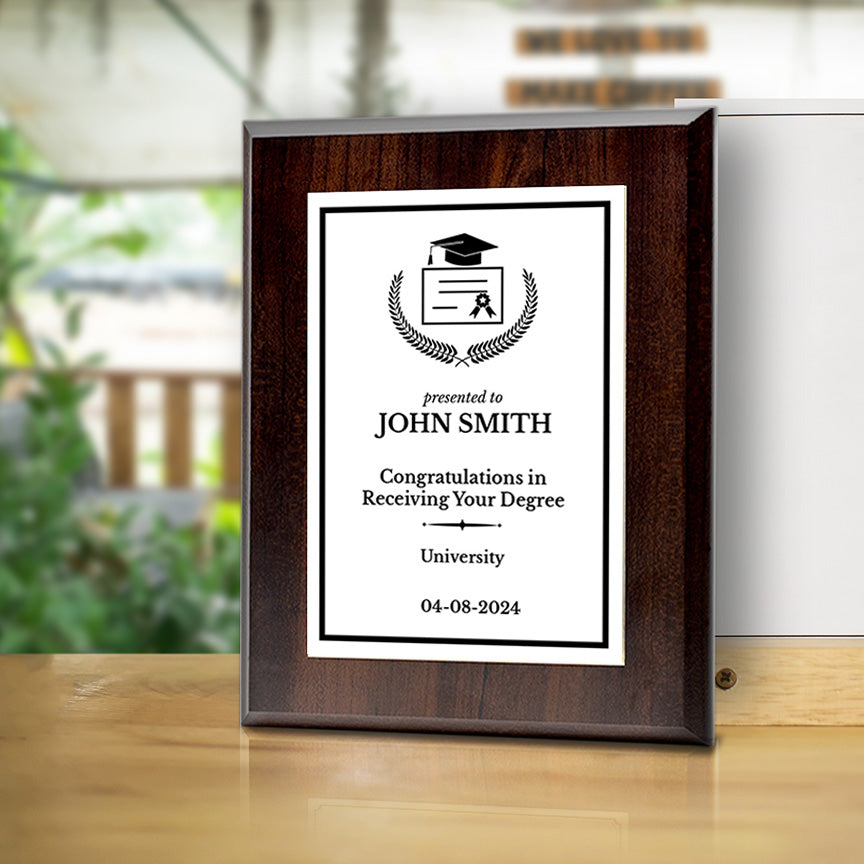 High School and College Graduation Customizable Wooden Award Plaque | Easel Mount Option | Achievement and Recognition Personalizable Plaques