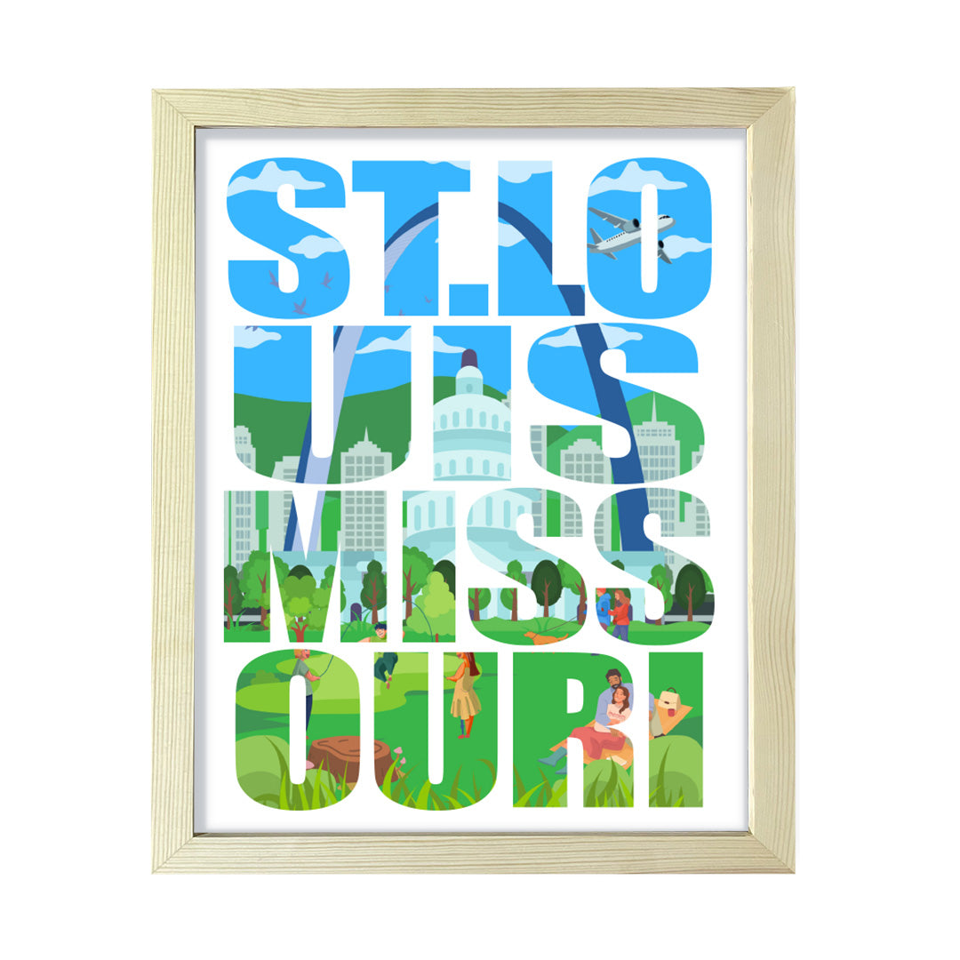 Designs ByLITA St. Louis, Missouri Inspirational, Wall Print Art | American Cities Stylish Home Decoration (Unframed or Framed)