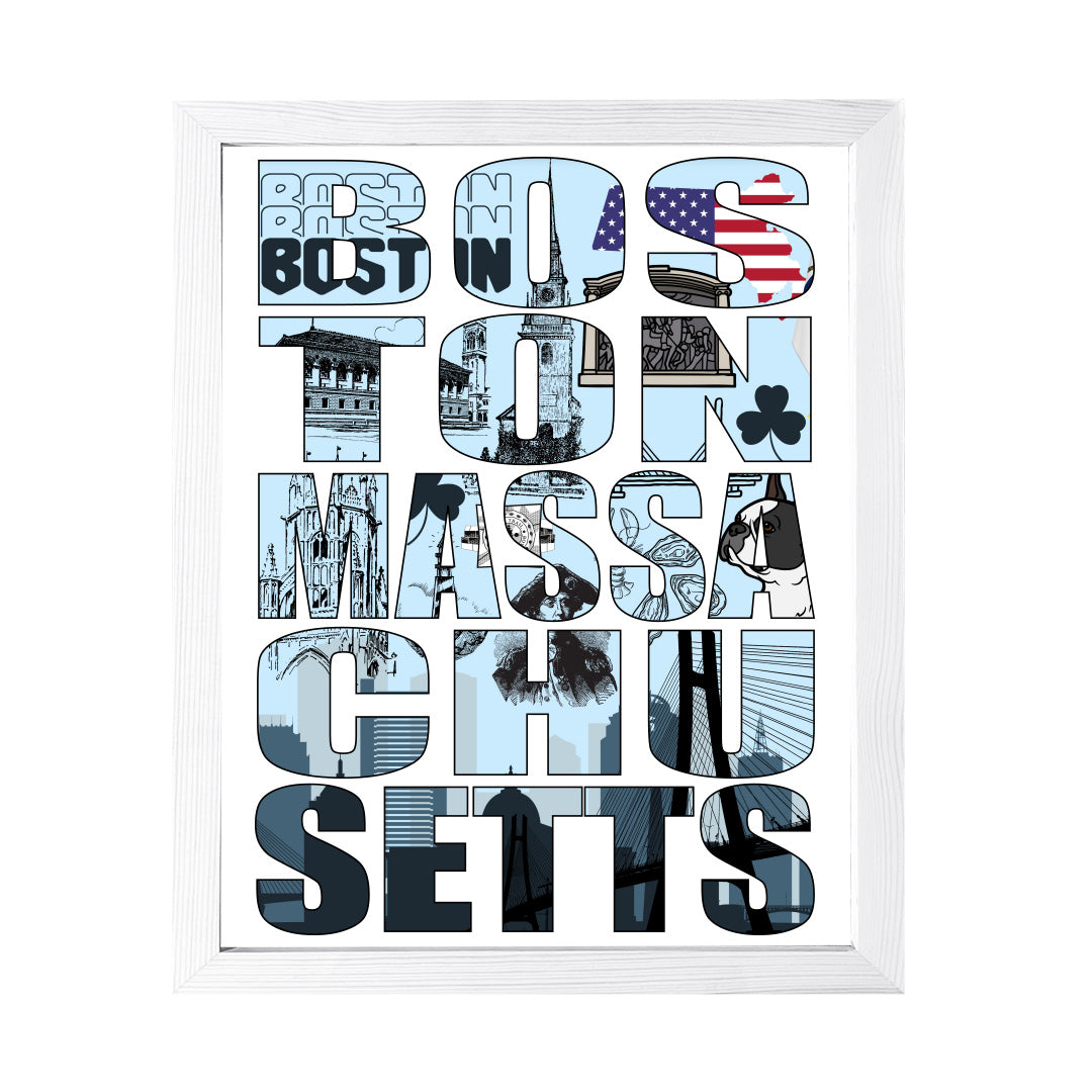 Designs ByLITA Boston, Massachusetts Inspirational, Wall Print Art | American Cities Stylish Home Decoration (Unframed or Framed)