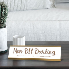 Miss DIY Darling Gold Frame Desk Sign (2x8") | Appreciation Idea For Her | Girlfriend| Workspace Decoration