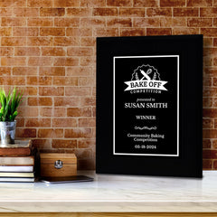 Bake Off Competition Customizable Black Frame Award Plaque | Easel Mount Option | Achievement and Recognition Personalizable Plaques