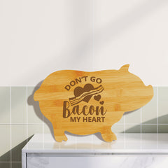 Don’t go bacon my heart (13.75 x 8.75") Pig Shape Cutting Board | Funny Decorative Kitchen Chopping Board