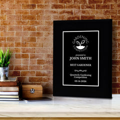 Gardening Competition Customizable Black Frame Award Plaque | Easel Mount Option | Achievement and Recognition Personalizable Plaques