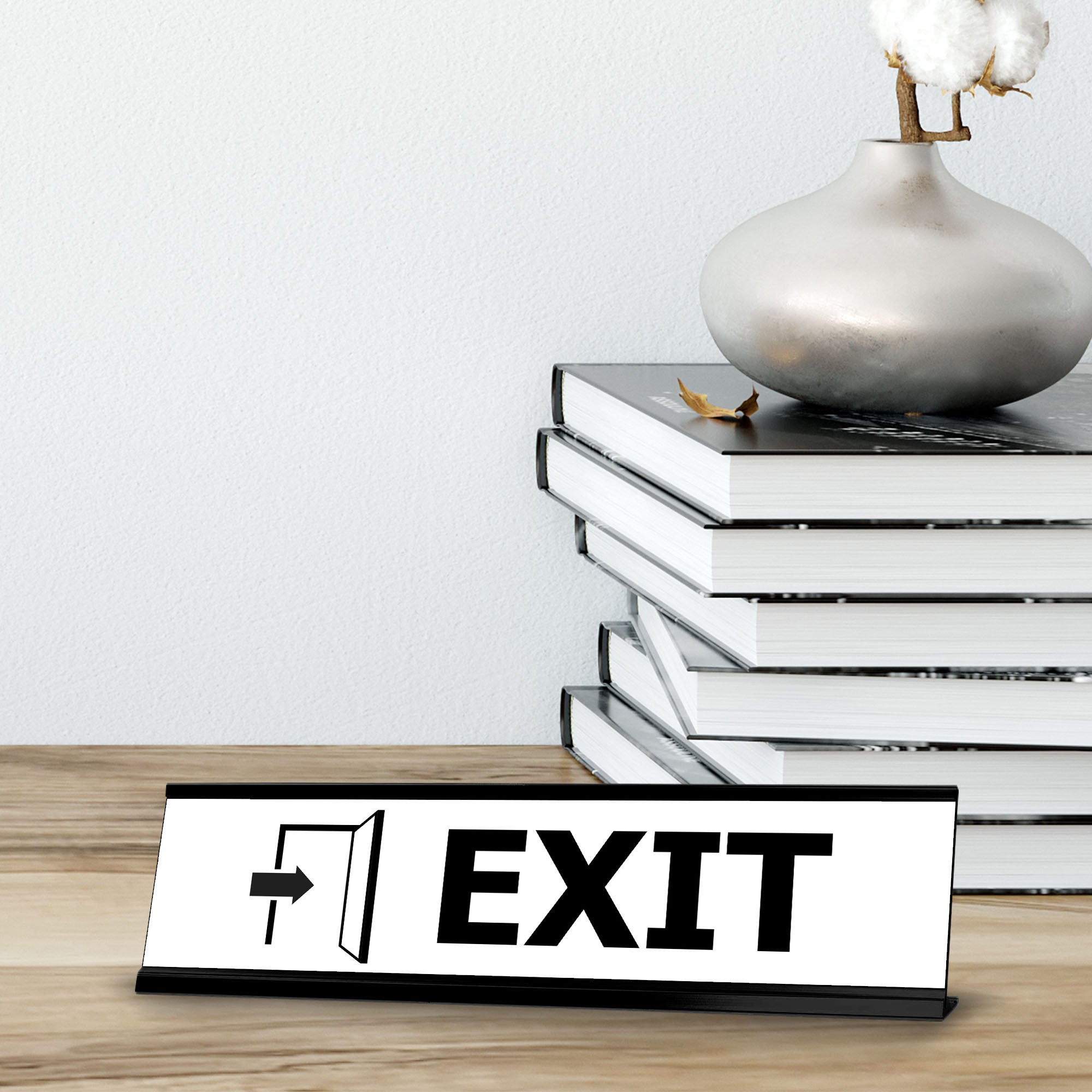 Exit, Black Frame Desk Sign (2 x 8")