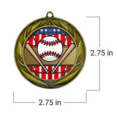 All Quality Baseball Softball Wreath Design Medal - 1st, 2nd, 3rd Place