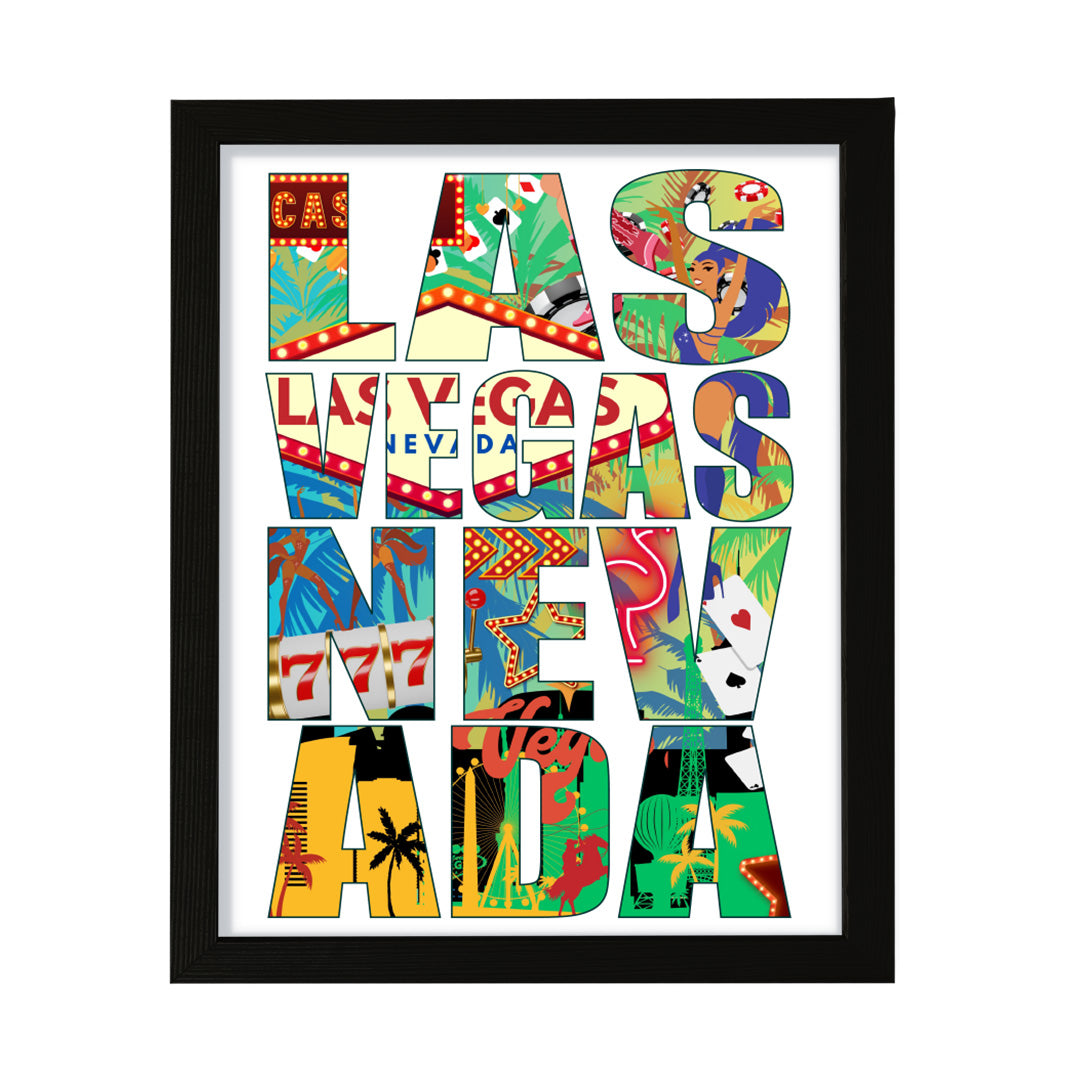 Designs ByLITA Las Vegas, Nevada Inspirational, Wall Print Art | American Cities Stylish Home Decoration (Unframed or Framed)