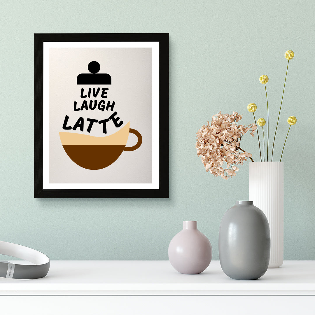 Designs ByLITA Live Laugh Latte, Wall Print Art | Coffee Retro Kitchen Decoration