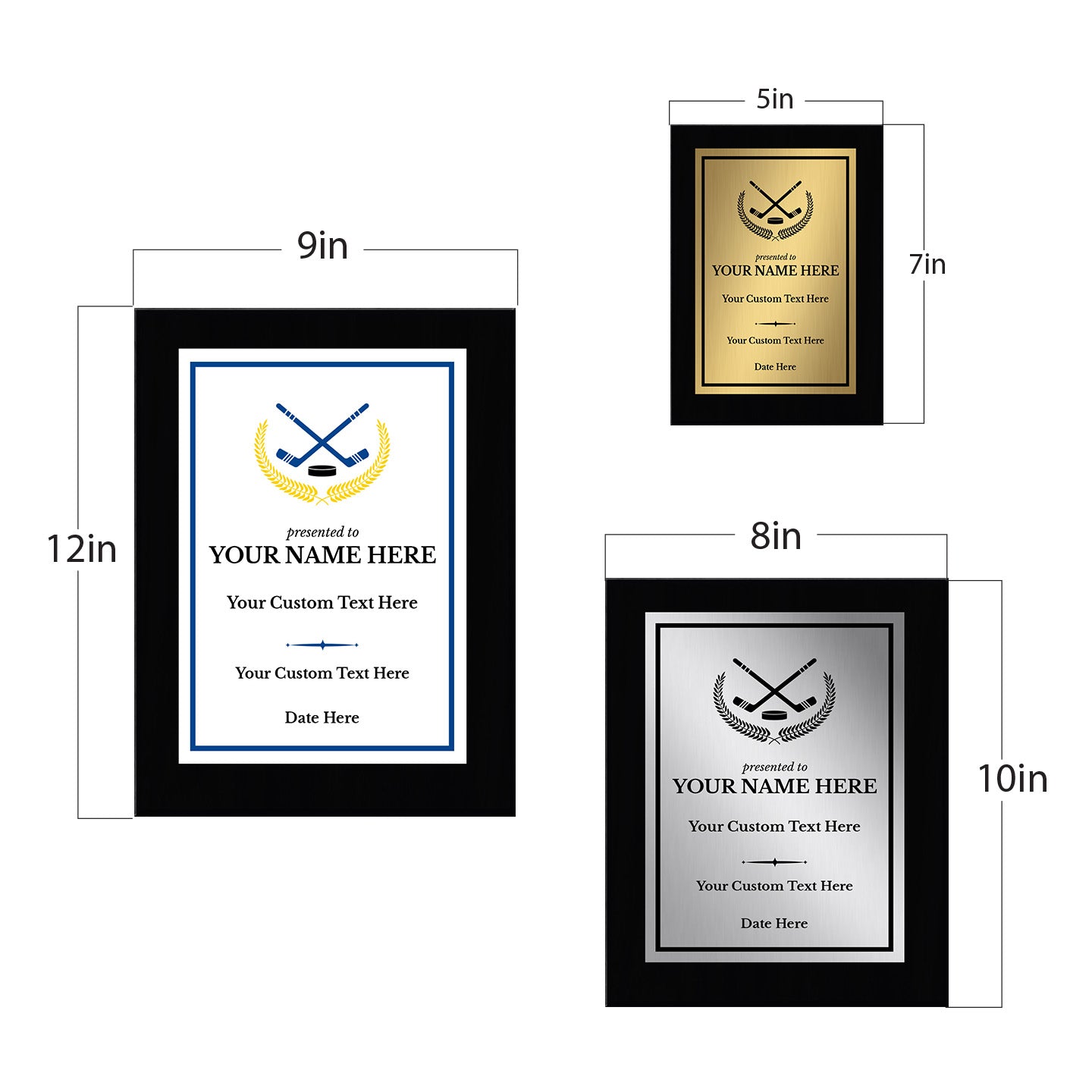 Ice Hockey Customizable Black Frame Wooden Award Plaque | Easel Mount Option | Achievement and Recognition Personalizable Plaques