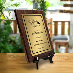 Spelling Bee Competition Custom Award Plaque |Easel Mount Option | Achievement and Recognition Personalizable Plaques