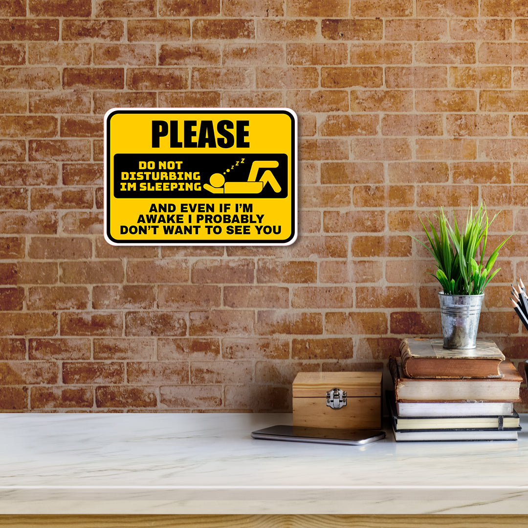 Classic Framed Plus Please Do Not Disturbing I'm Sleeping And Even If I'm Awake I Probably Don't Want To See You Wall or Door Sign | Novelty Funny Warning Signs