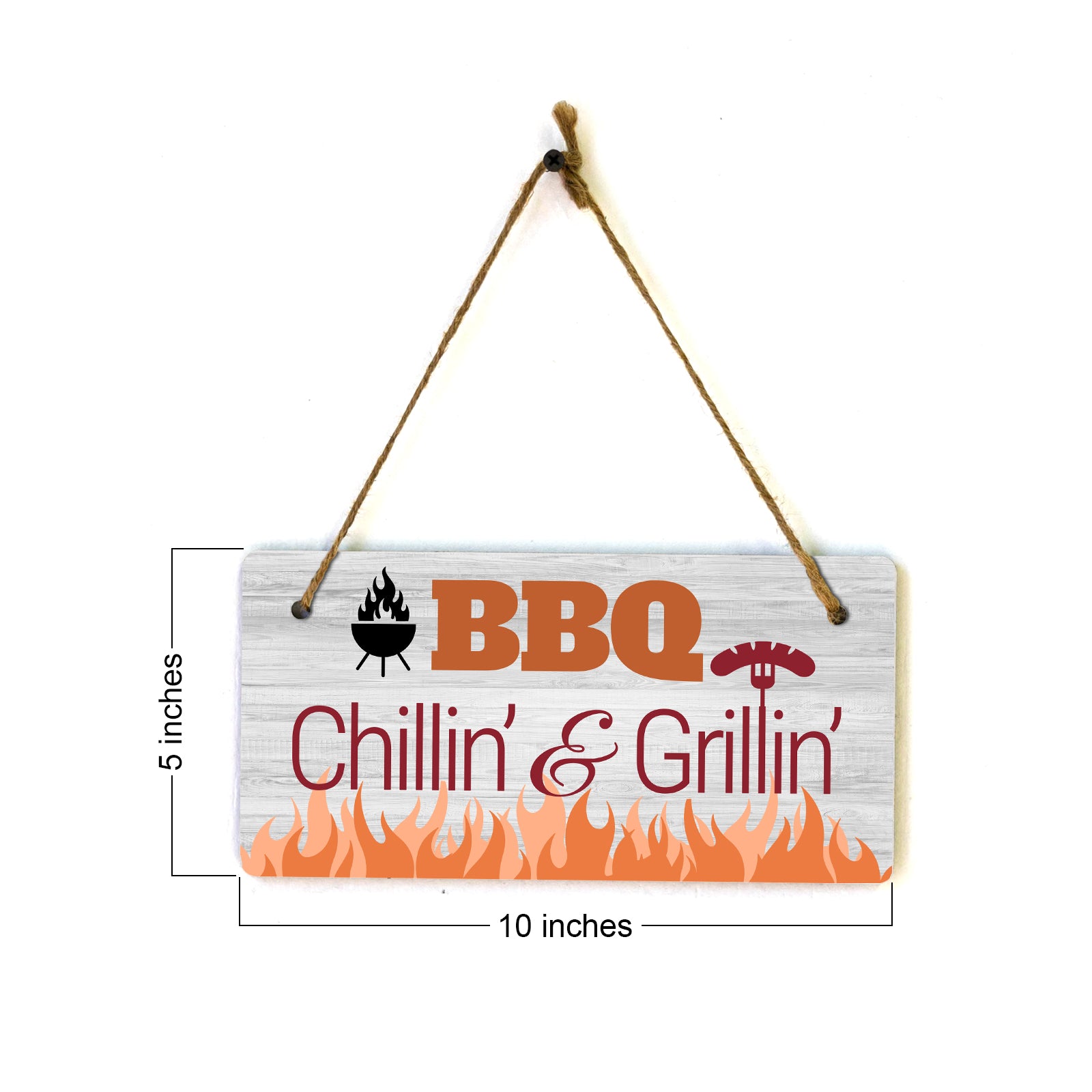 BBQ Chillin' & Grillin' 5x10 Hanging Plus Wall or Door Sign | Funny Home Decor