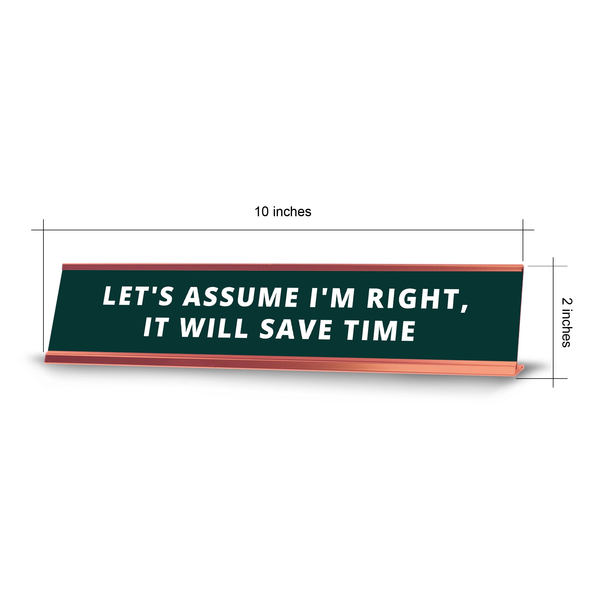 Let's Assume I'm Right, It Will Save Time Desk Sign (2x10") |Funny Office Decor