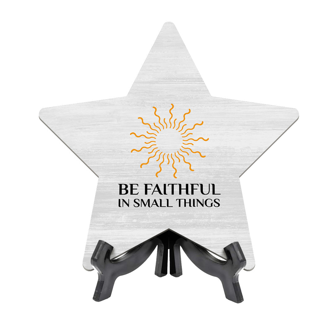 Religious Decor Star Table Sign Premium Sublimated Hardboard | Includes Acrylic Easel Stands | Family And Friends Community | Church Table Sign