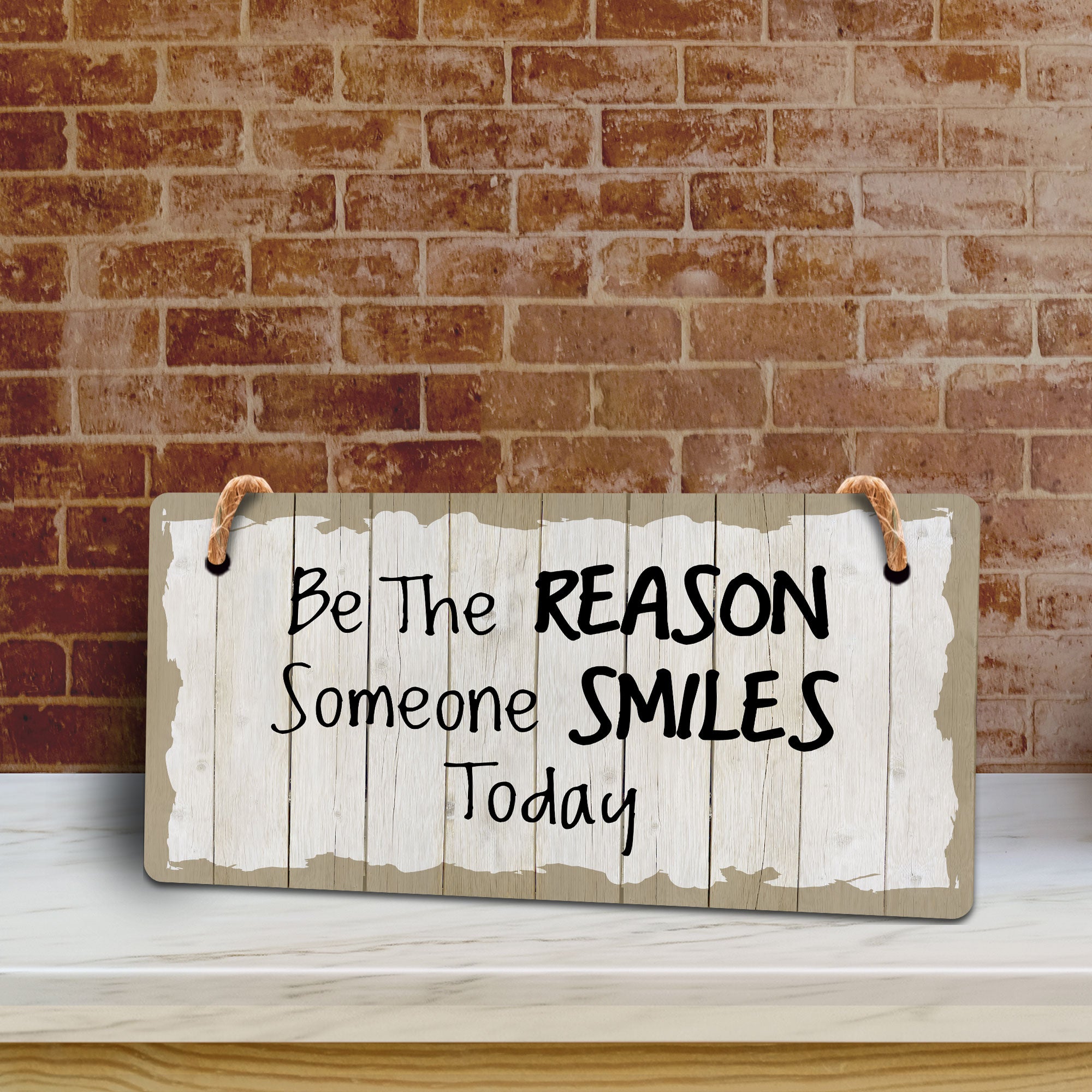 Be The Reason Someone Smiles Today 5x10 Hanging Plus Wall or Door Sign | Cute & Funny Home Decor