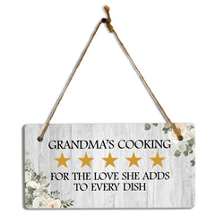 5 Stars Grandma's Cooking: 5 Stars For The Love She Adds To Every Dish 5x10 Hanging Plus Wall or Door Sign | Grandma's Home Décor