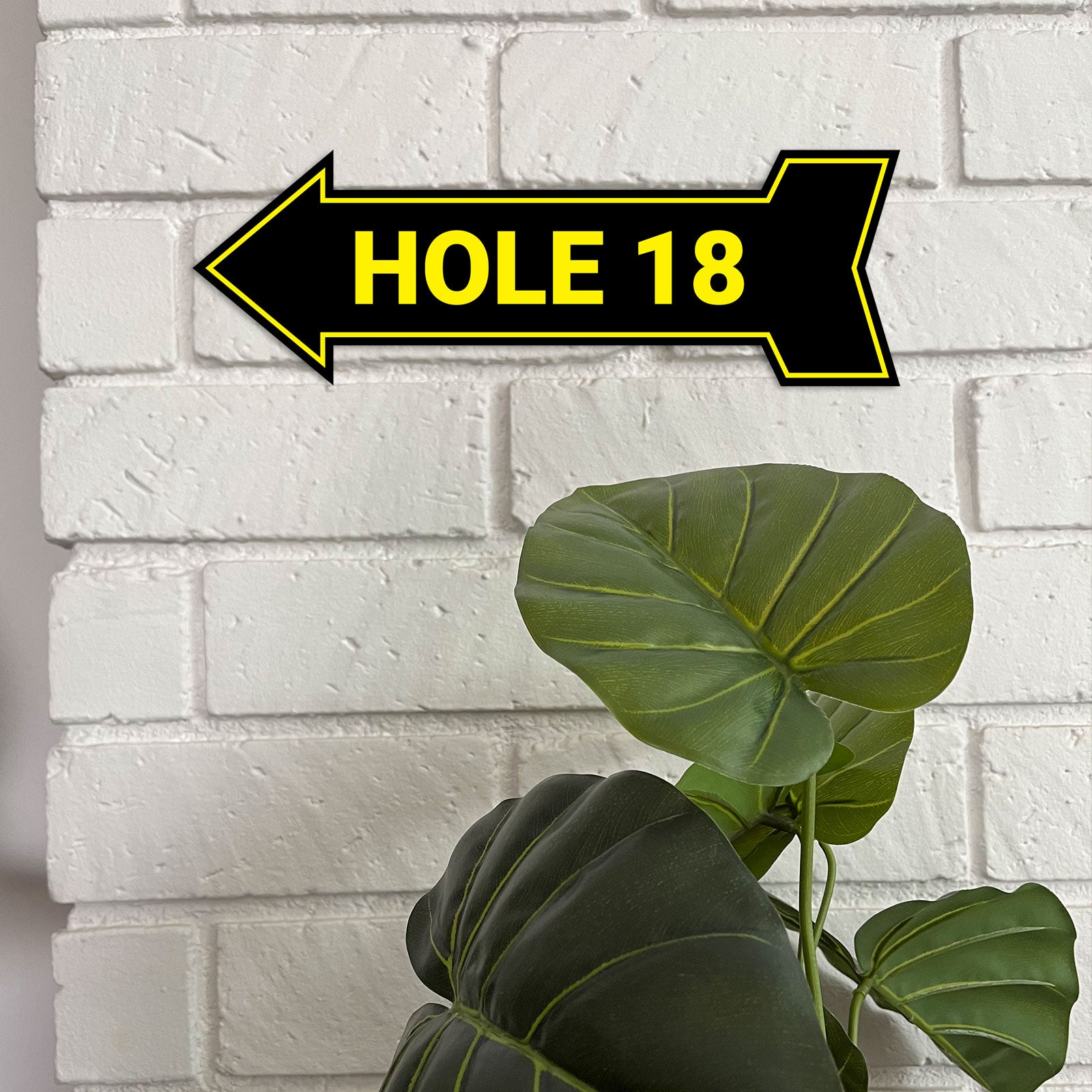 Arrow Shape Hole 18 12x4" Wall or Door Sign | Golf Signage