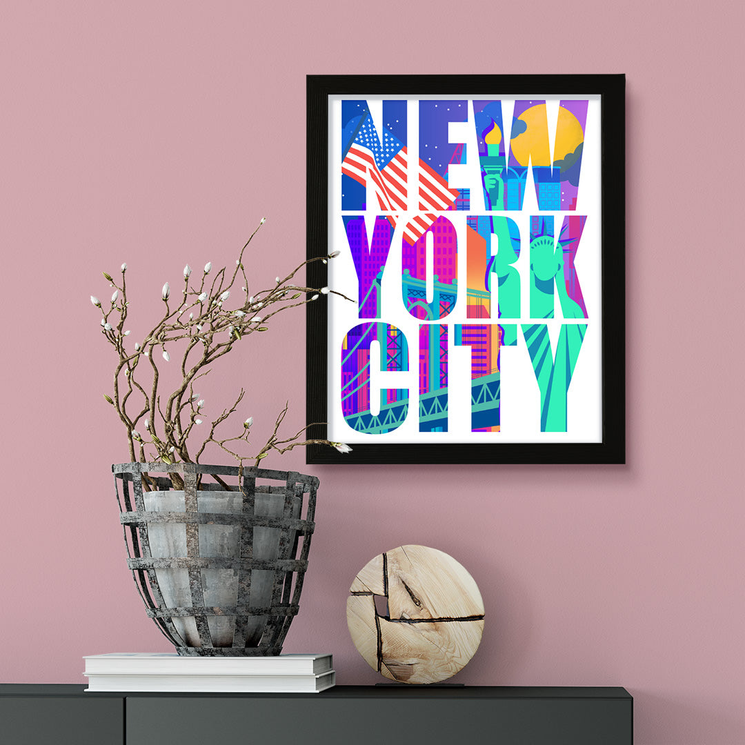 Designs ByLITA New York City Inspirational, Wall Print Art | American Cities Stylish Home Decoration (Unframed or Framed)