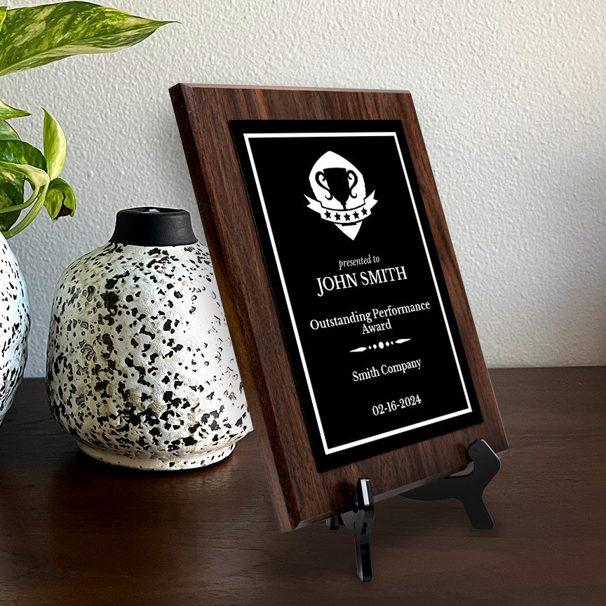 Performance and Recognition Customizable Award Plaque |Easel Mount Option | Achievement and Service Personalizable Prize Plaques