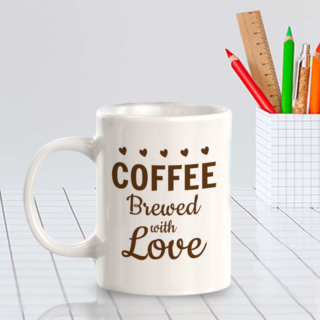 Designs ByLITA Coffee: Brewed with Love Office Workspace Home Family 11oz Plastic/Ceramic Coffee Mug