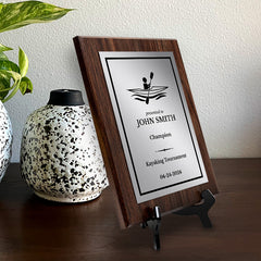 Kayaking Customizable Wooden Award Plaque | Easel Mount Option | Achievement and Recognition Personalizable Plaques | Sports Award