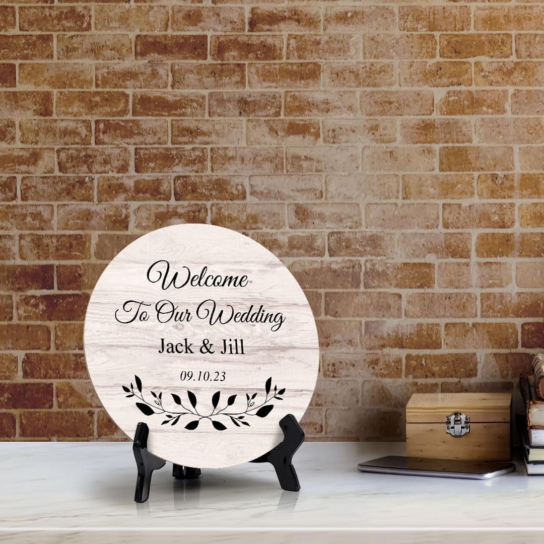 Signs ByLITA Custom Personalized Circle Table Sign (5" x 5") Branch Border Design | Write Your Own Message | Design Your Sign…