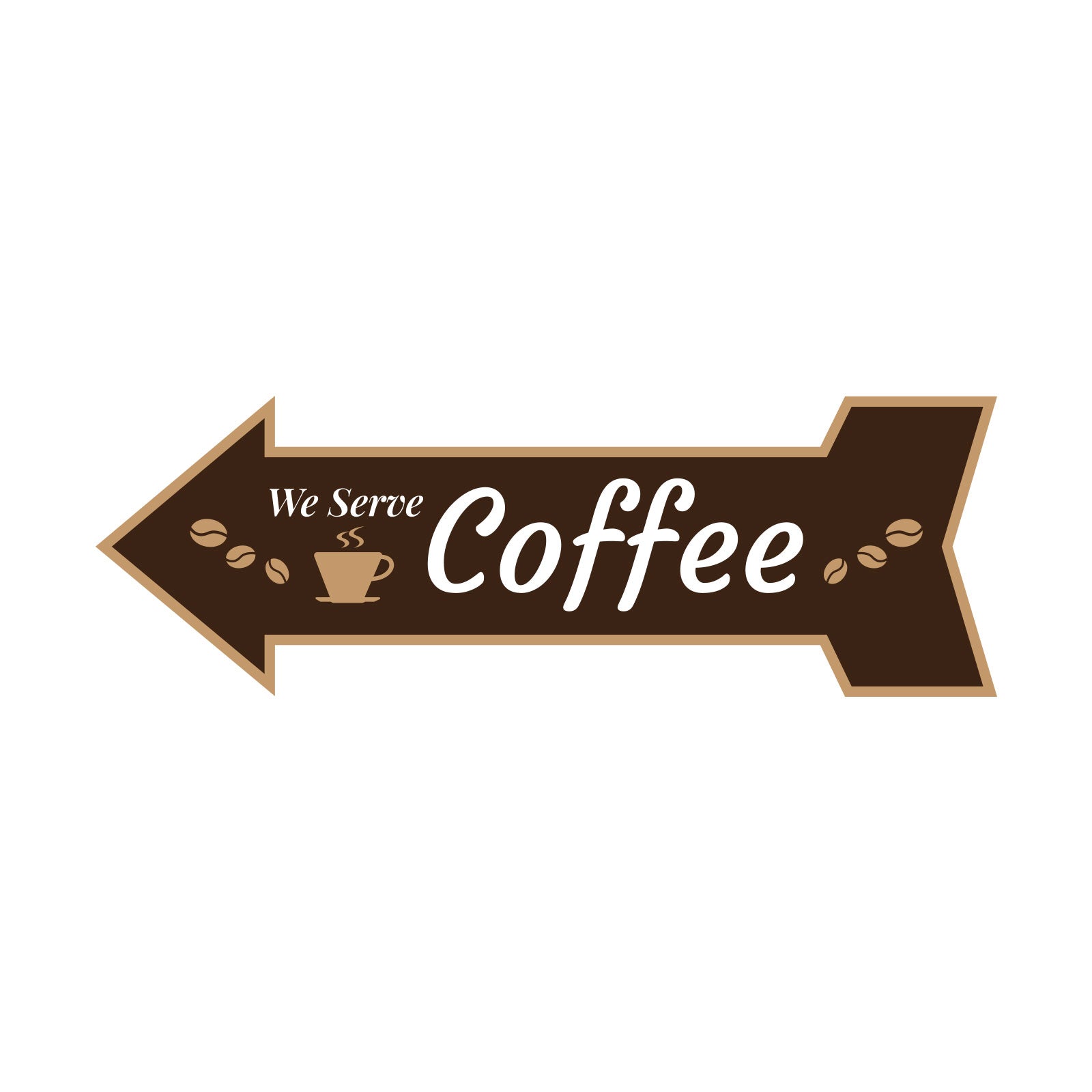 Arrow Shape We Serve Coffee 12x4" Wall or Door Sign | Funny Home Decor | Shop Décor