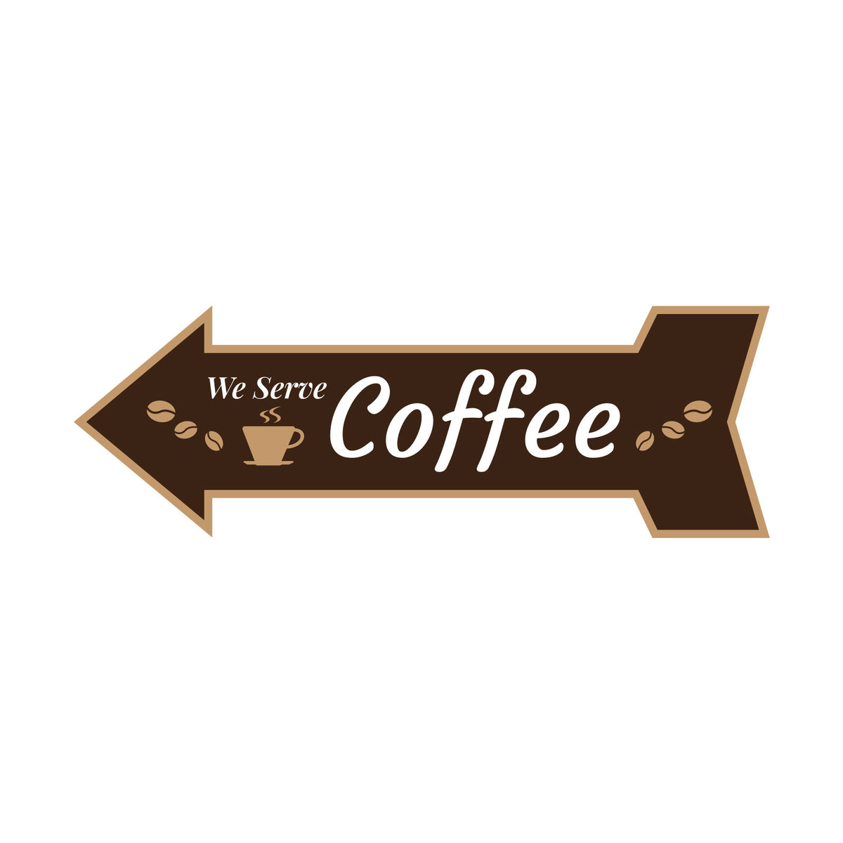 Arrow Shape We Serve Coffee 12x4" Wall or Door Sign | Funny Home Decor | Shop Décor