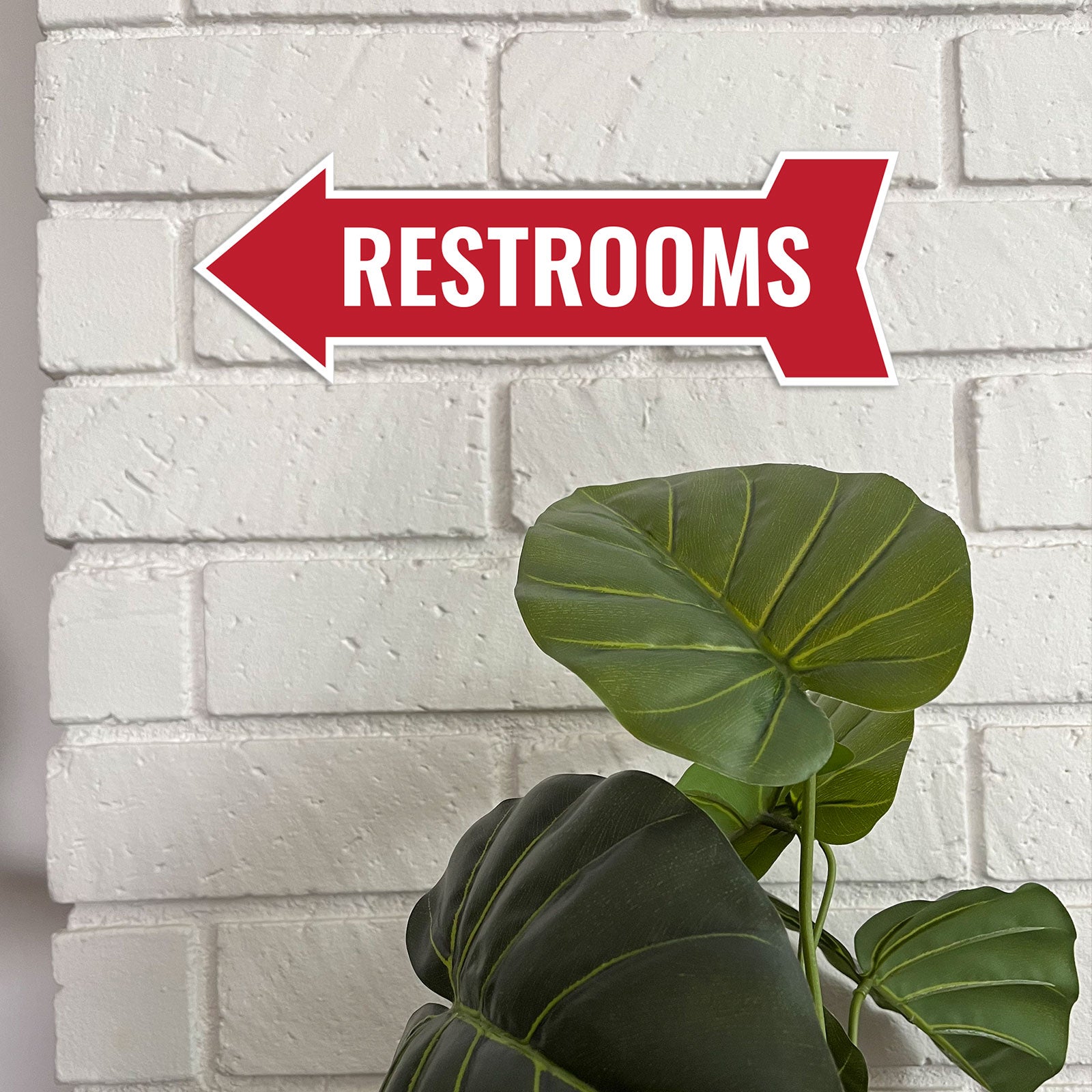 Arrow Shape Restrooms 12x4" Wall or Door Sign | Bathroom Signage