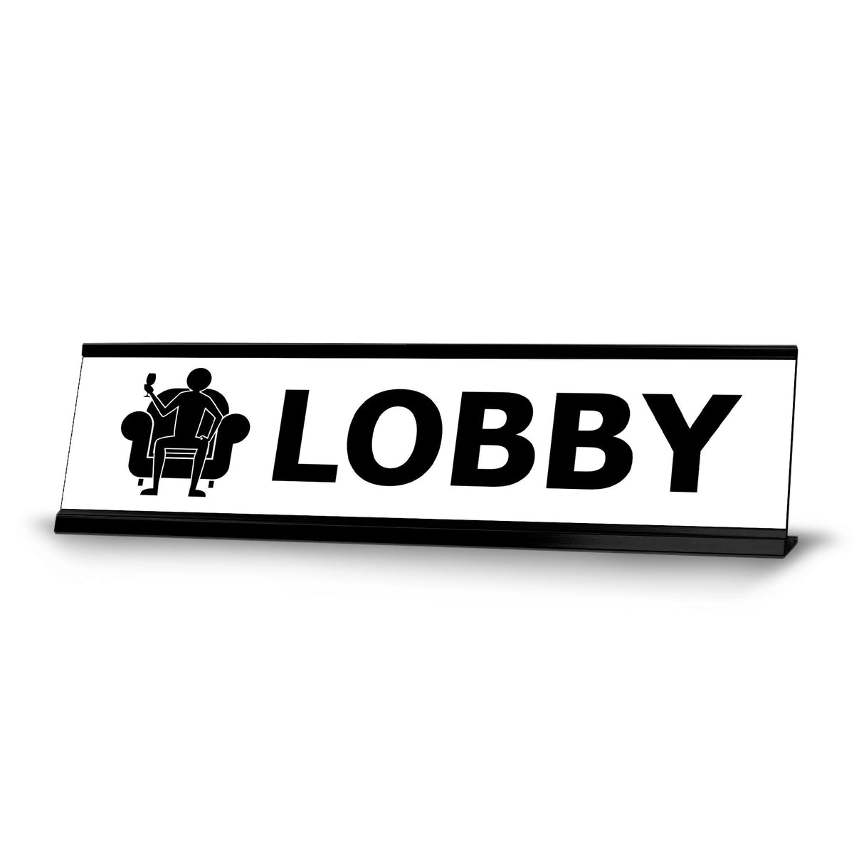 Lobby Sofa Black Frame, Desk Sign (2x8¨)