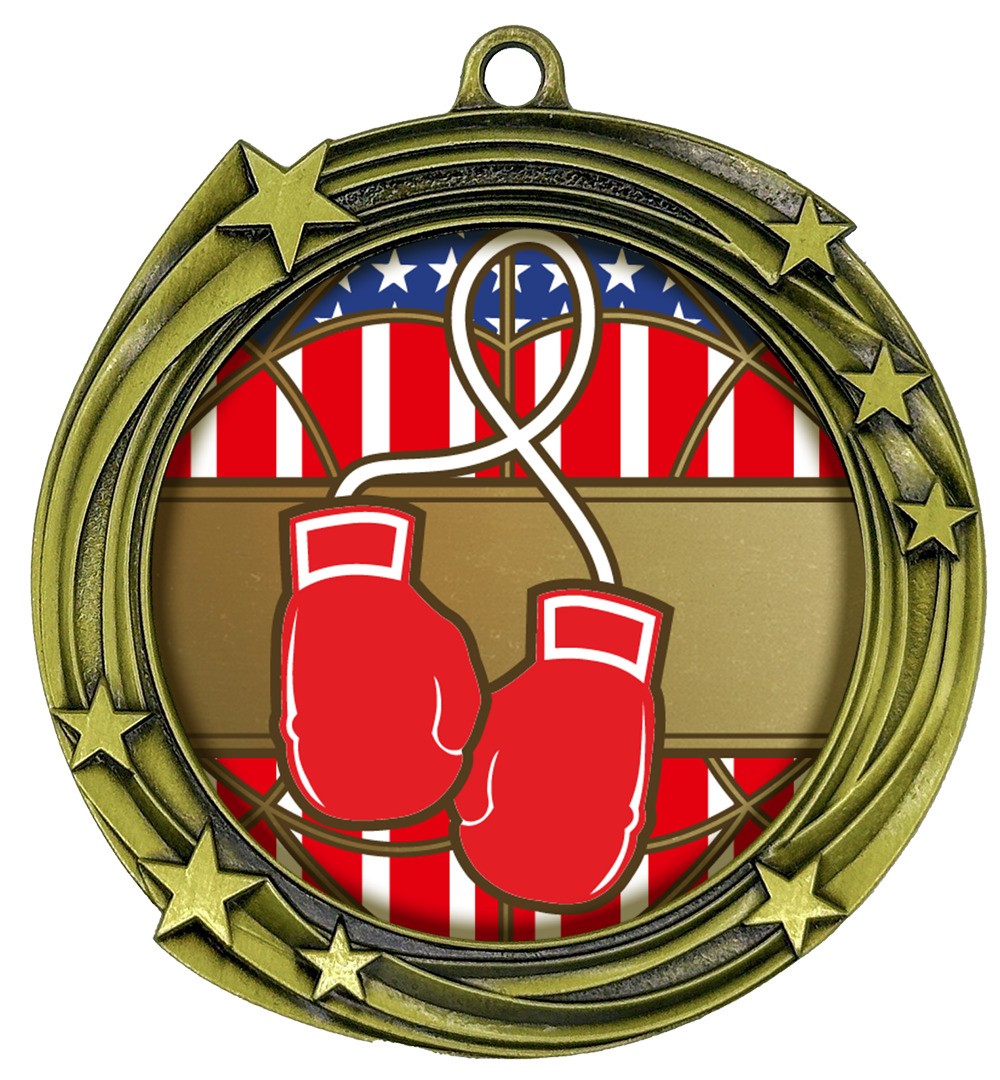 All Quality Boxing Swirling Stars Design Medal - 1st, 2nd, 3rd Place