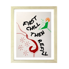 Designs ByLITA First Chill Then Refill, Wall Print Art | Retro Kitchen Decoration