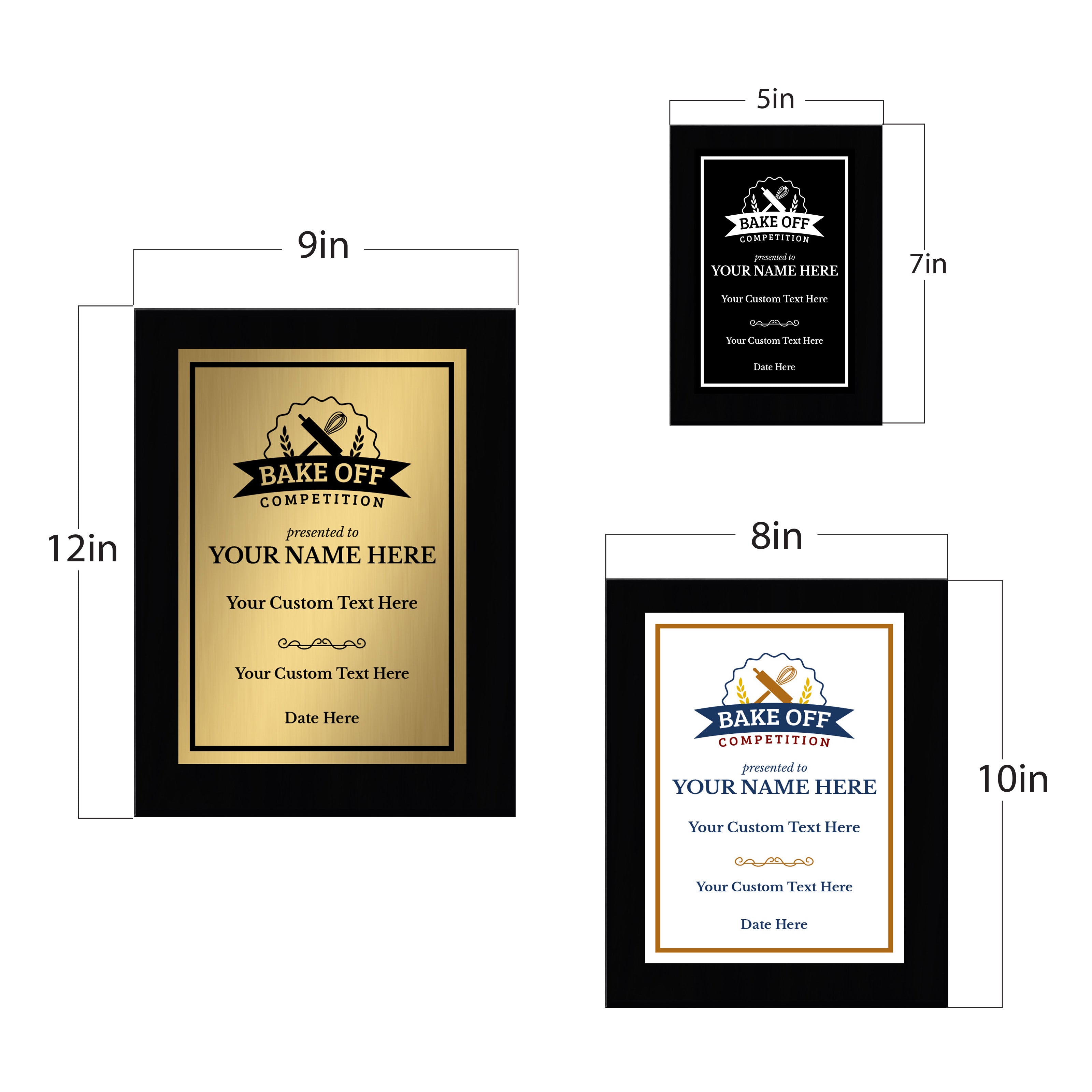 Bake Off Competition Customizable Black Frame Award Plaque | Easel Mount Option | Achievement and Recognition Personalizable Plaques