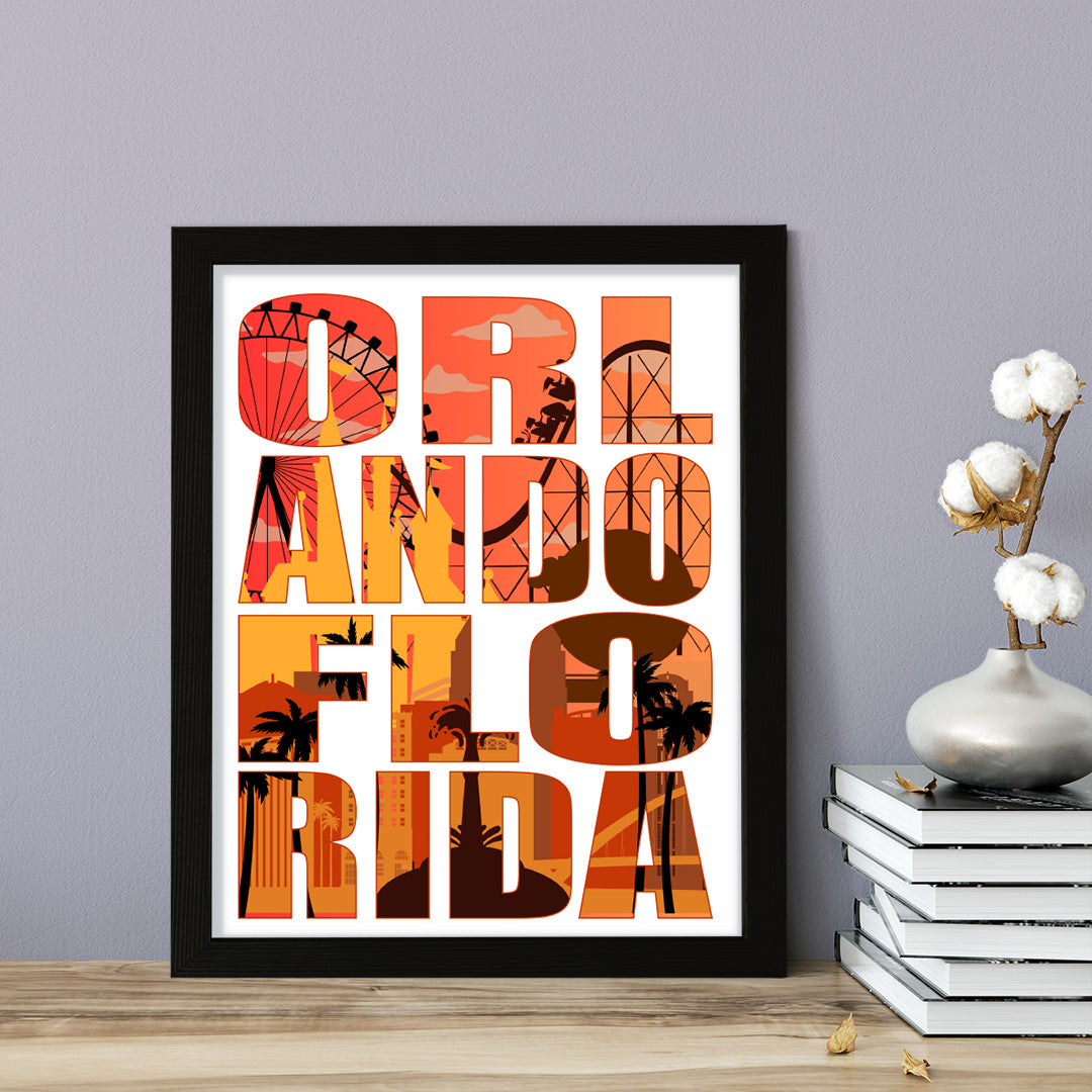 Designs ByLITA Orlando, Florida Inspirational, Wall Print Art | American Cities Stylish Home Decoration (Unframed or Framed)