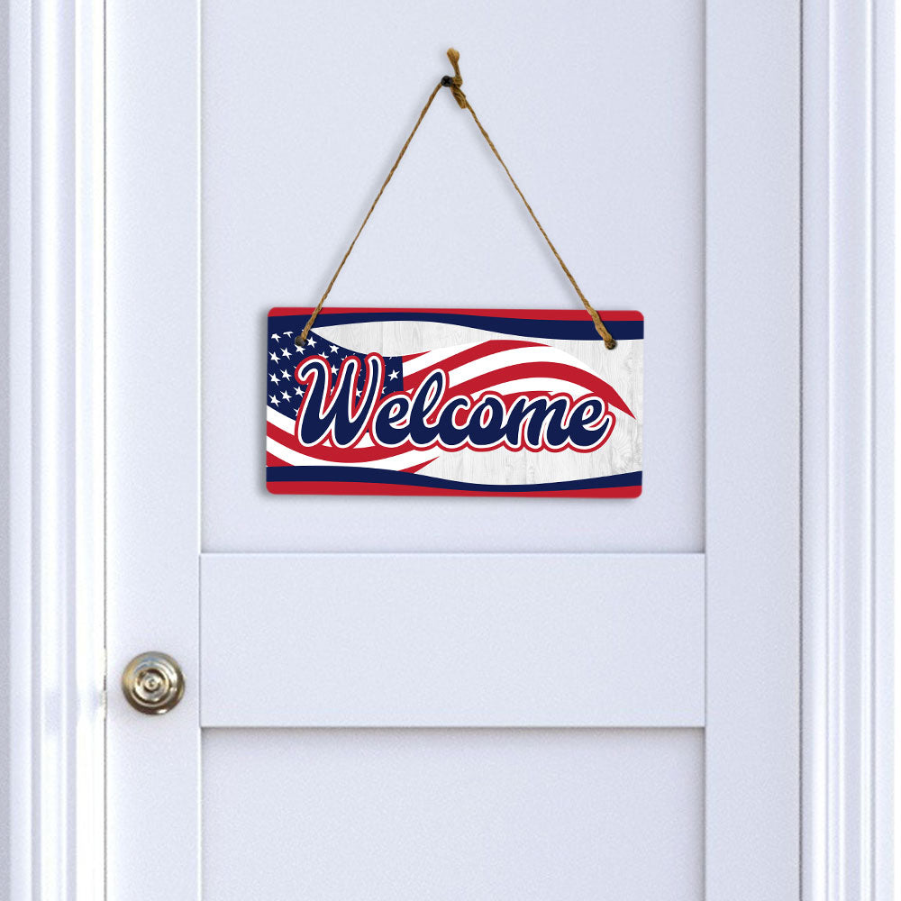 Welcome 5x10 Hanging Plus Wall or Door Sign | American Pride