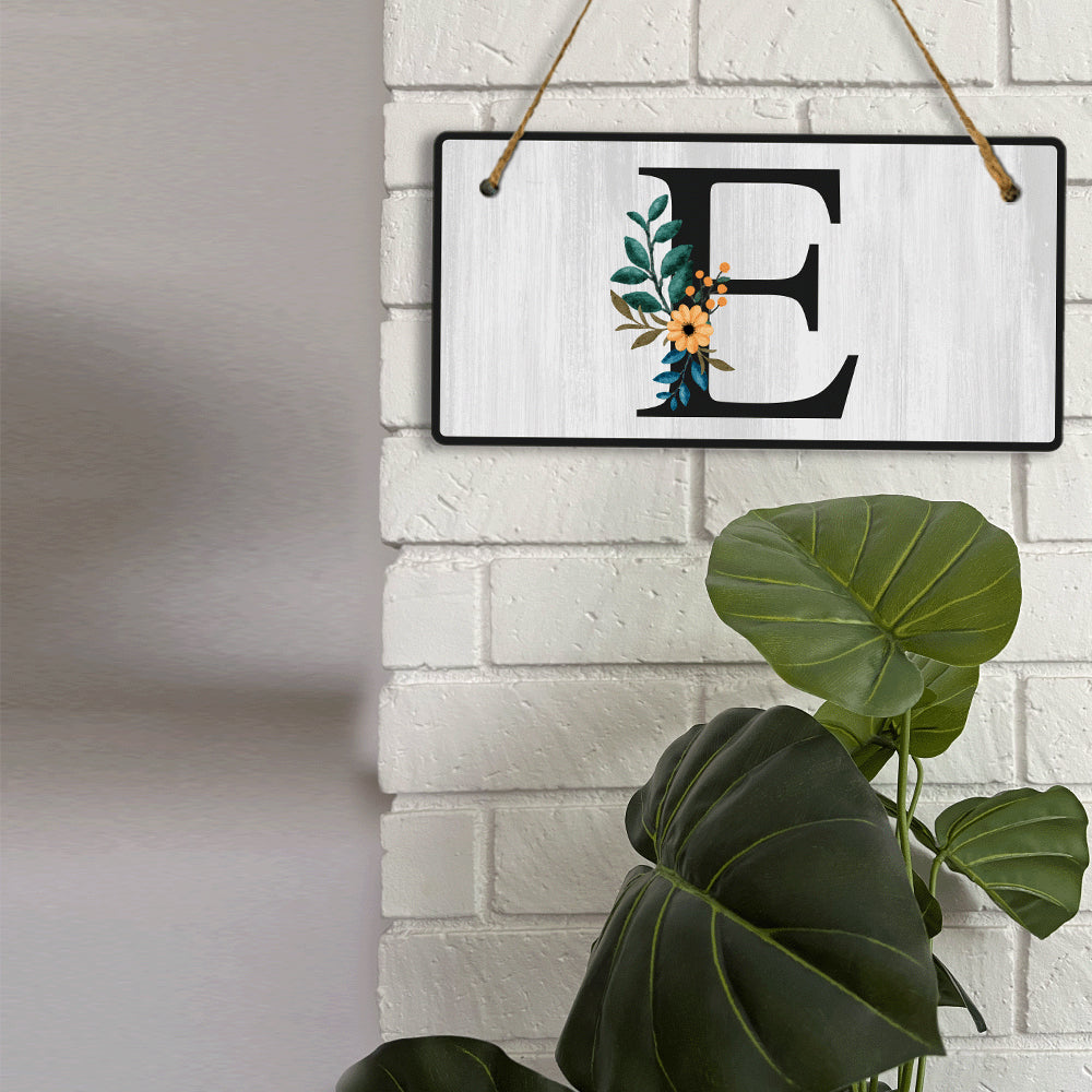 E Flower Decor 5x10 Hanging Wall or Door Sign | Alphabet Letter Room Decoration