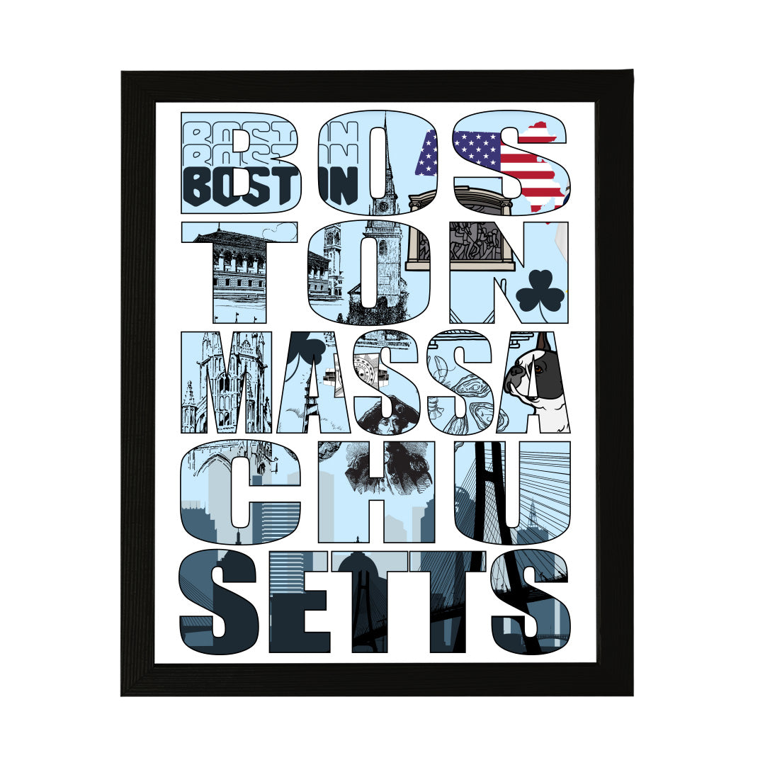 Designs ByLITA Boston, Massachusetts Inspirational, Wall Print Art | American Cities Stylish Home Decoration (Unframed or Framed)