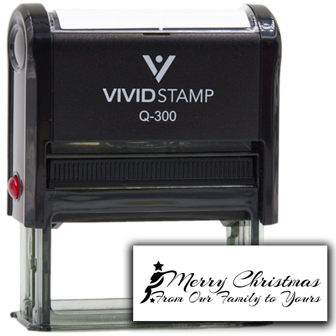 All Quality Merry Christmas From Our Family to Yours Self-Inking Rubber Stamp | Christmas Gift Stamp | Festive Season