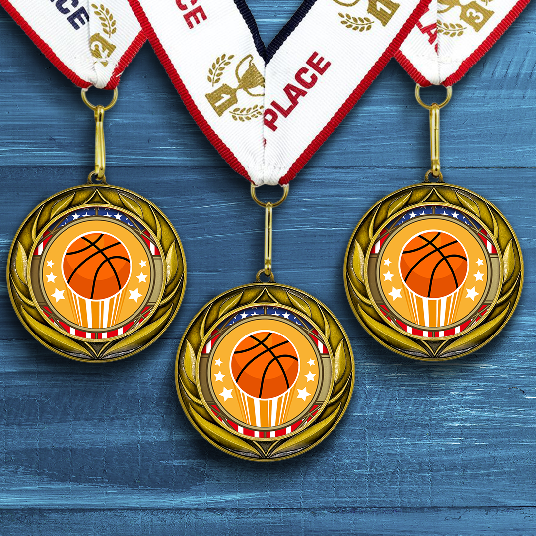 All Quality Wreath Design Basketball Medal | Competition | High Quality Metal Medal - 1st, 2nd, 3rd Place