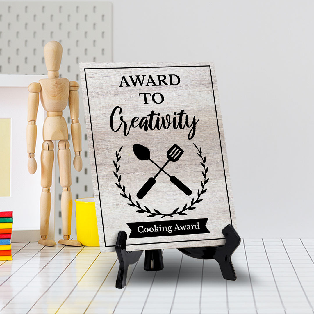 Signs ByLITA Award to Creativity Cooking Award, Table Sign with Acrylic Stand (6 x 8“)