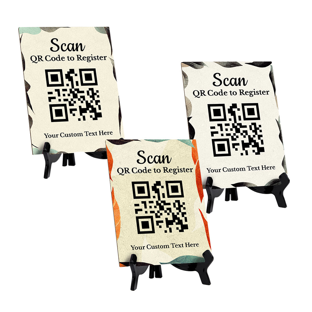 Customizable Scan QR Code to Register Table Sign (6x8") | Personalized QR Code Sign | Elegant & Stylish Sign for Businesses With Acrylic Stand