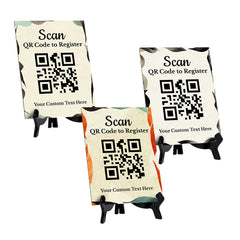 Customizable Scan QR Code to Register Table Sign (6x8") | Personalized QR Code Sign | Elegant & Stylish Sign for Businesses With Acrylic Stand