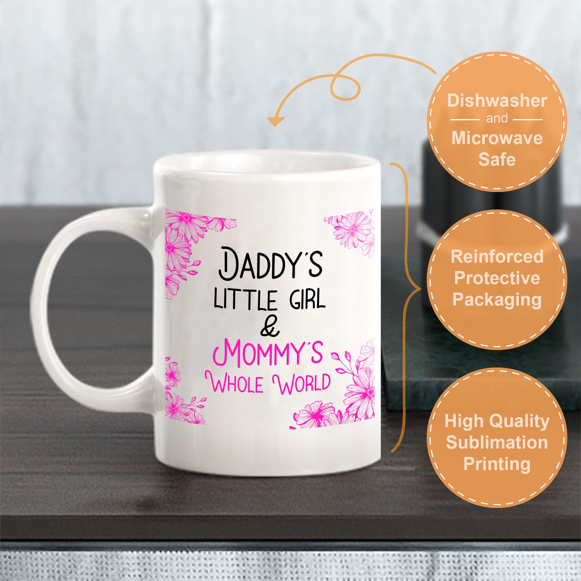 Daddy's Little Girl & Mommy's Whole World 11oz Plastic or Ceramic Coffee Mug | Home & Family Cups