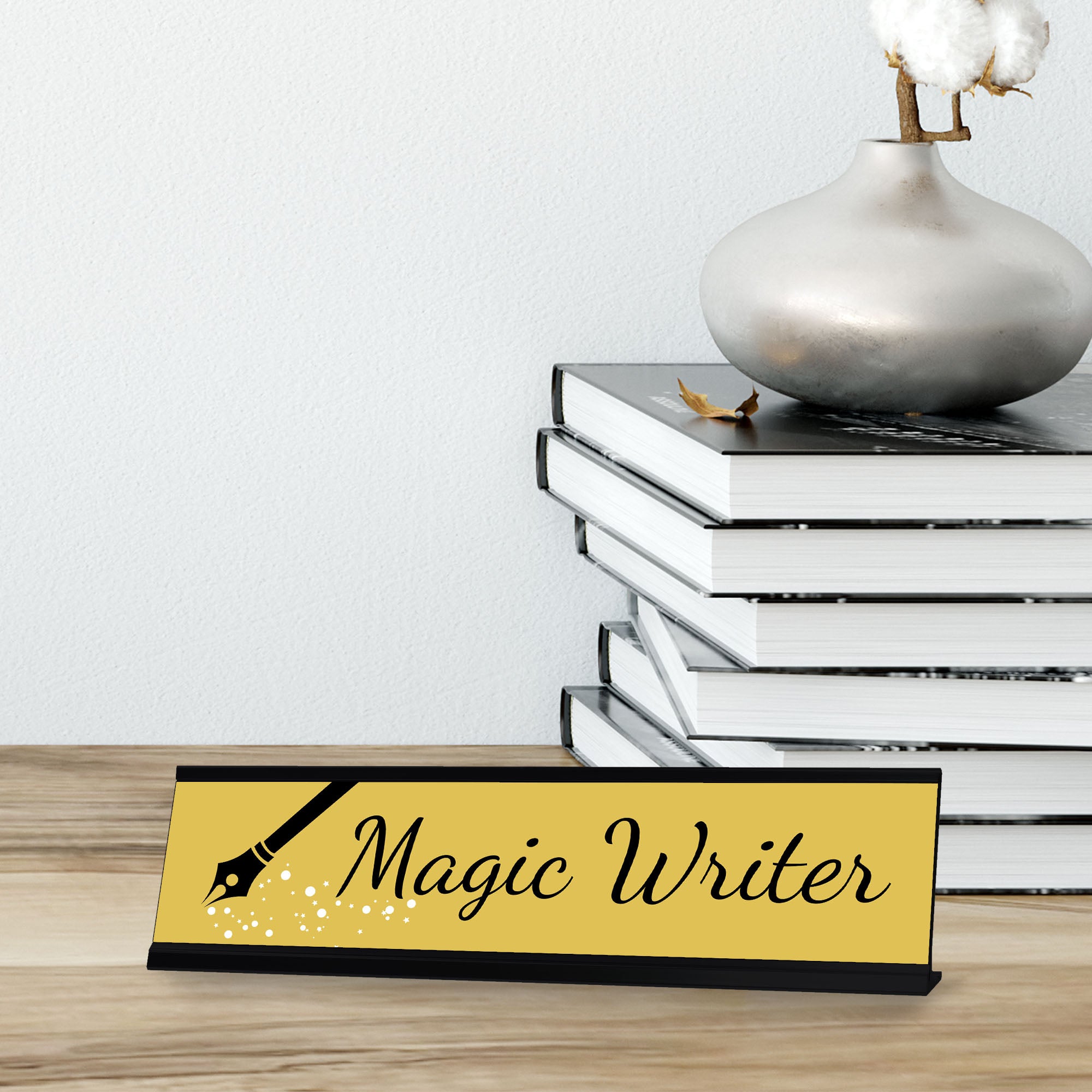 Magic Writer, Black Frame Desk Sign (2x8)